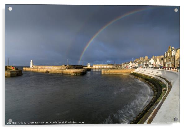 Rainbow over Macduff  Acrylic by Andrew Ray