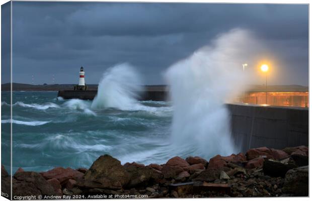 Stormy evening at Fraserburgh Canvas Print by Andrew Ray