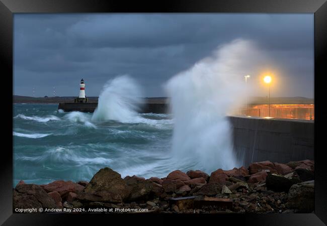 Stormy evening at Fraserburgh Framed Print by Andrew Ray