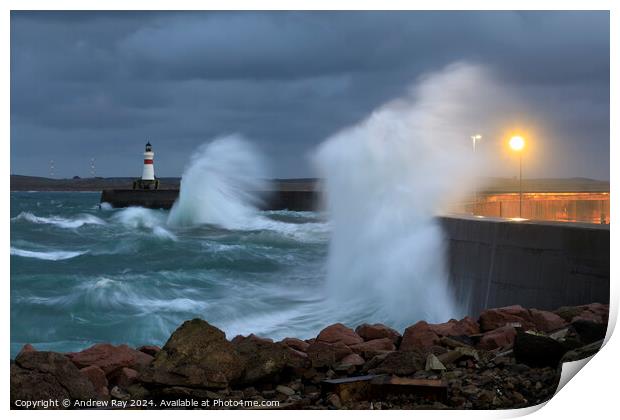 Stormy evening at Fraserburgh Print by Andrew Ray