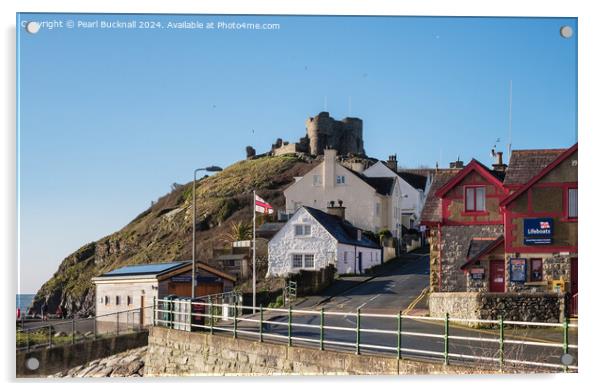 Criccieth castle Llyn Peninsula Wales Acrylic by Pearl Bucknall