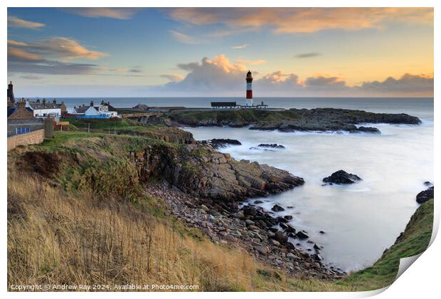 Early morning at Buchan Ness Lighthouse (Boddam) Print by Andrew Ray
