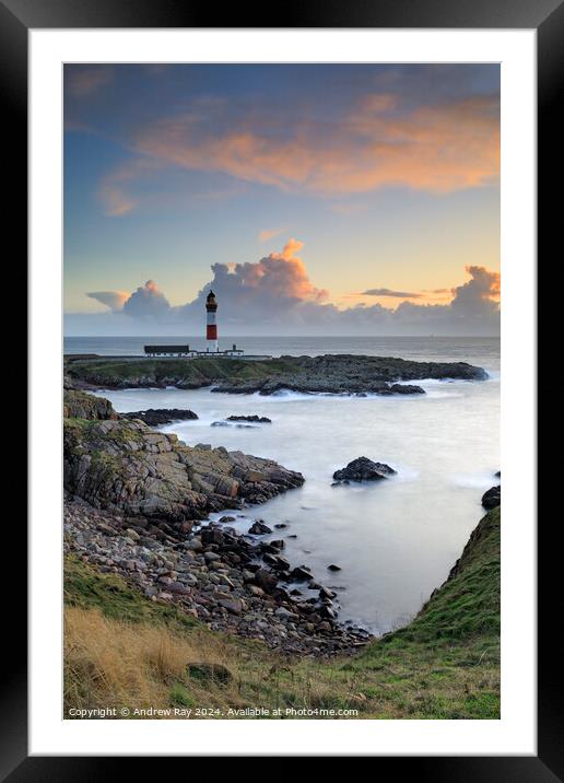 Buchan Ness Lighthouse at sunrise Framed Mounted Print by Andrew Ray