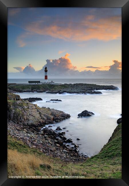 Buchan Ness Lighthouse at sunrise Framed Print by Andrew Ray