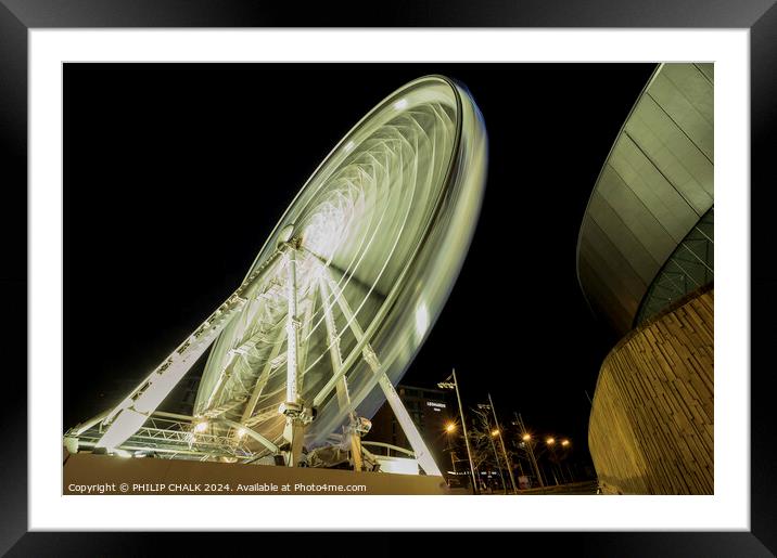 Liverpool wheel by night 1059 Framed Mounted Print by PHILIP CHALK