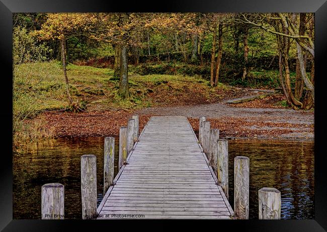 Rigg Wood jetty Coniston Water, Lake District, Cum Framed Print by Phil Brown