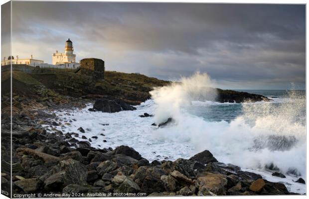 Stormy evening at Kinnaird Head Lighthouse  Canvas Print by Andrew Ray