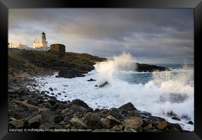 Stormy evening at Kinnaird Head Lighthouse  Framed Print by Andrew Ray