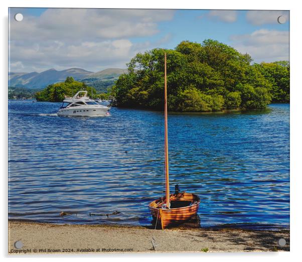 Old and new boats on Windermere Acrylic by Phil Brown