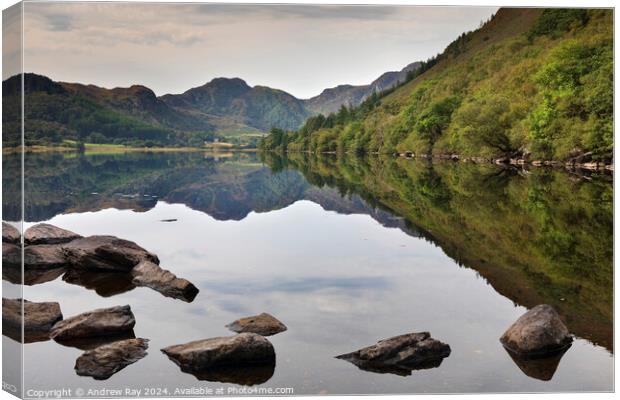 Refections at Llyn Crafnant  Canvas Print by Andrew Ray