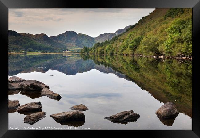 Refections at Llyn Crafnant  Framed Print by Andrew Ray