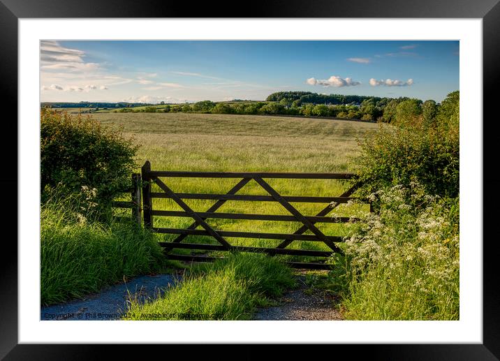 Field gate into pasture. Framed Mounted Print by Phil Brown