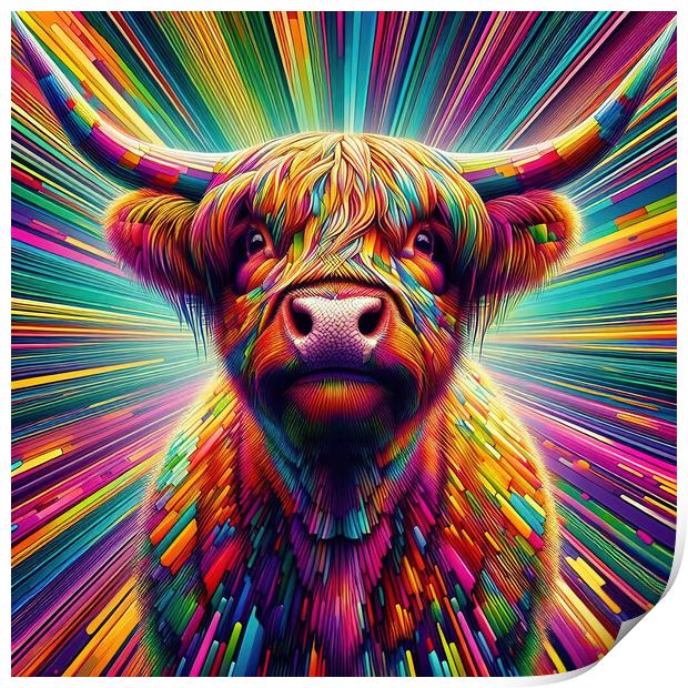 Rainbow Highland Cow Print by Scott Anderson