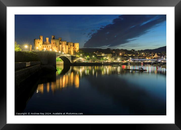 Twilight reflections (Conwy) Framed Mounted Print by Andrew Ray
