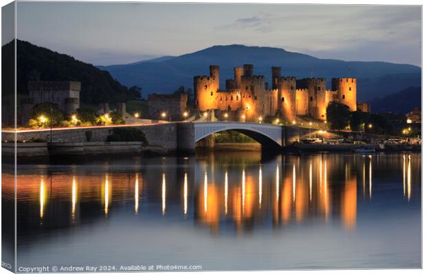 Twilight at Conwy Castle Canvas Print by Andrew Ray