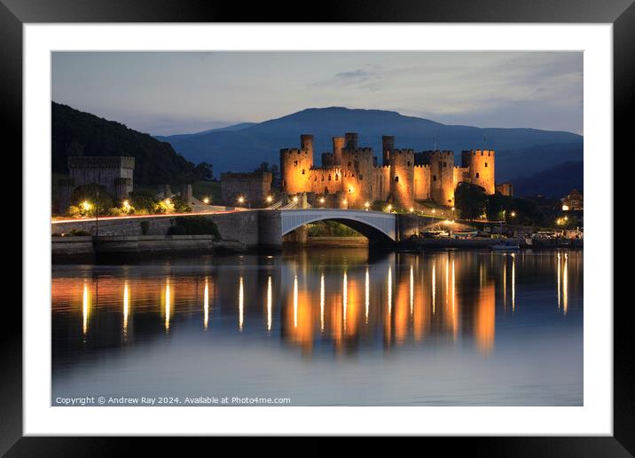 Twilight at Conwy Castle Framed Mounted Print by Andrew Ray