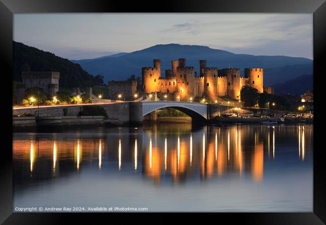 Twilight at Conwy Castle Framed Print by Andrew Ray