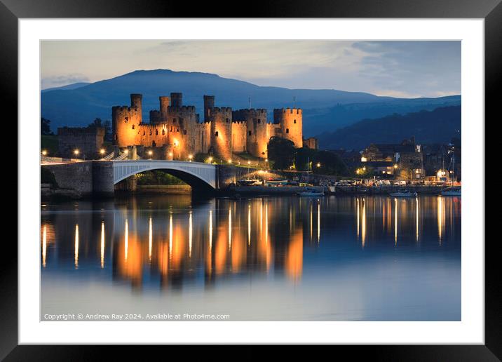 Twilight Castle during twilight Framed Mounted Print by Andrew Ray