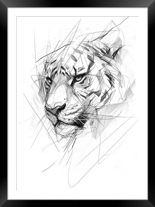 Tiger Sketch Framed Mounted Print by Picture Wizard