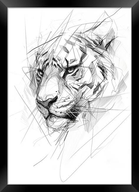 Tiger Sketch Framed Print by Picture Wizard