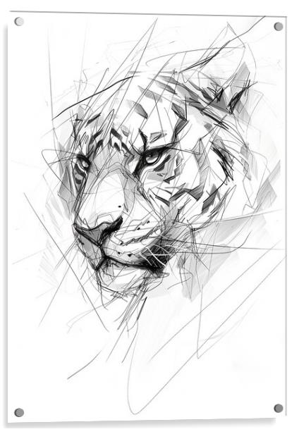 Tiger Sketch Acrylic by Picture Wizard