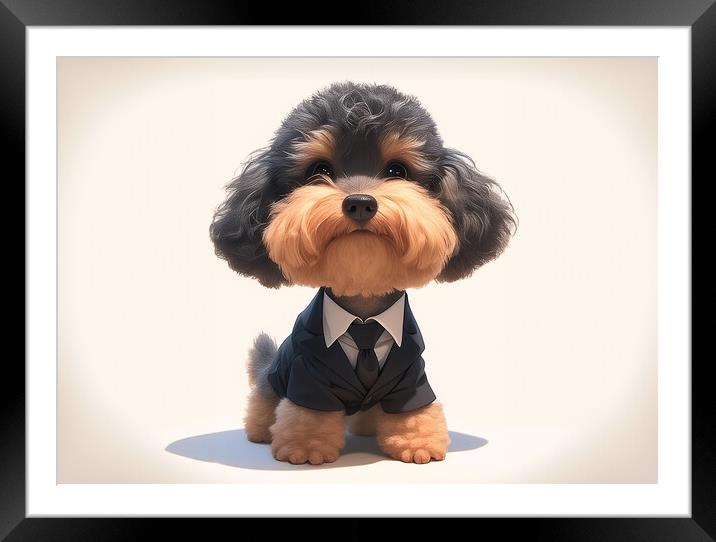 Business Yorkie Framed Mounted Print by Picture Wizard