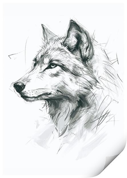 Wolf Sketch Print by Picture Wizard
