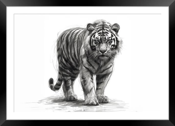 Tiger Sketch Framed Mounted Print by Picture Wizard