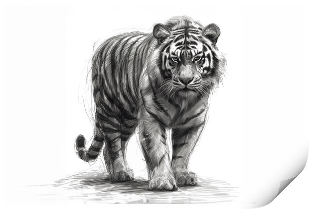 Tiger Sketch Print by Picture Wizard