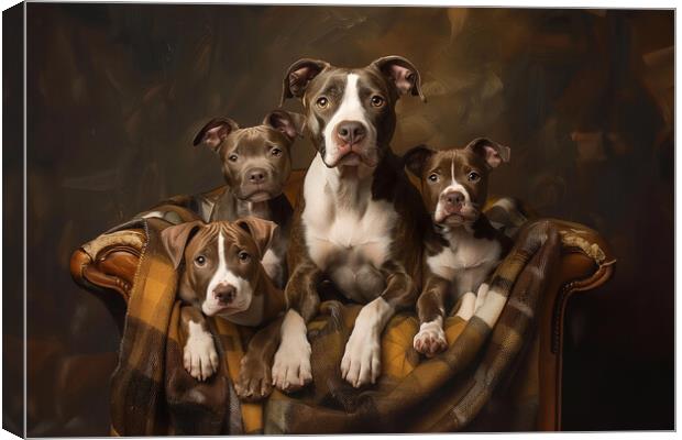 American Staffordshire Terrier Family Canvas Print by Picture Wizard