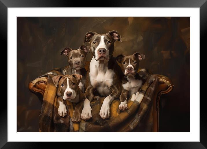American Staffordshire Terrier Family Framed Mounted Print by Picture Wizard