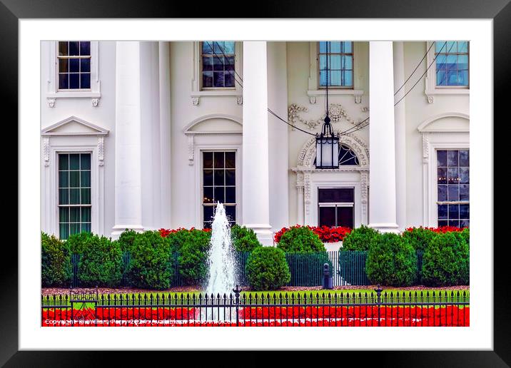 White House Door Red Flowers Washington DC Framed Mounted Print by William Perry