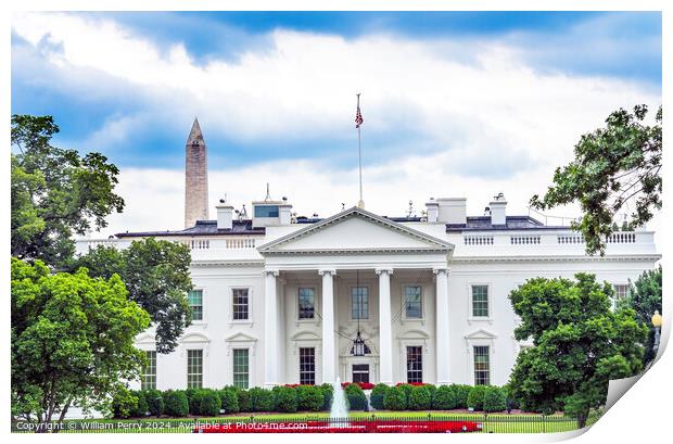 White House Washington Monument Washington DC Print by William Perry