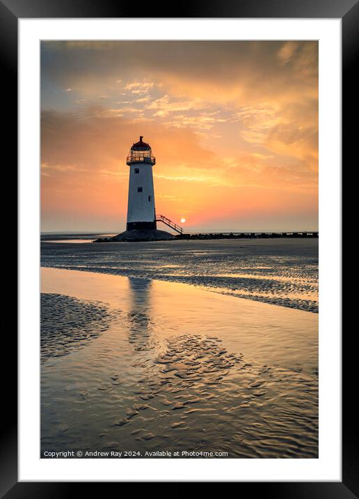 Talacre Lighthouse at sunrise Framed Mounted Print by Andrew Ray