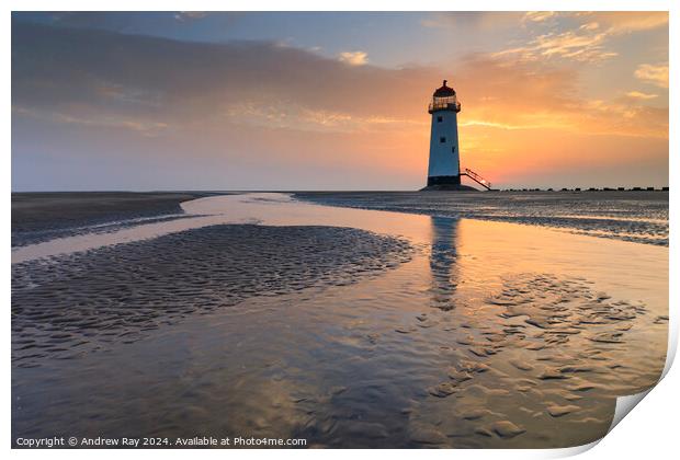 Sunrise at Talacre Print by Andrew Ray