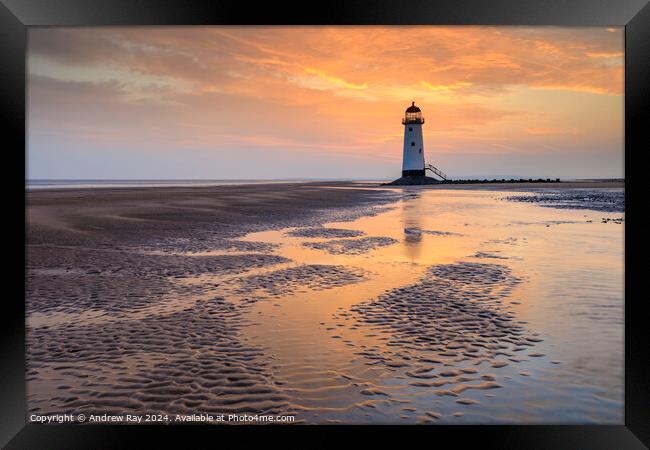 Talacre Beach at sunrise Framed Print by Andrew Ray