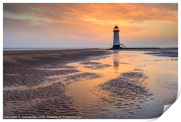 Talacre Beach at sunrise Print by Andrew Ray