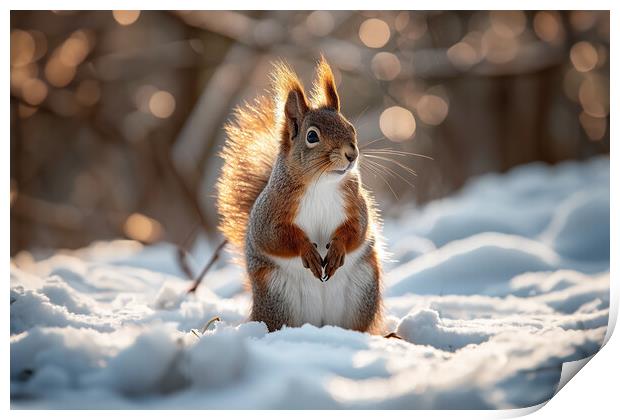 Curious Red Squirrel Print by Picture Wizard
