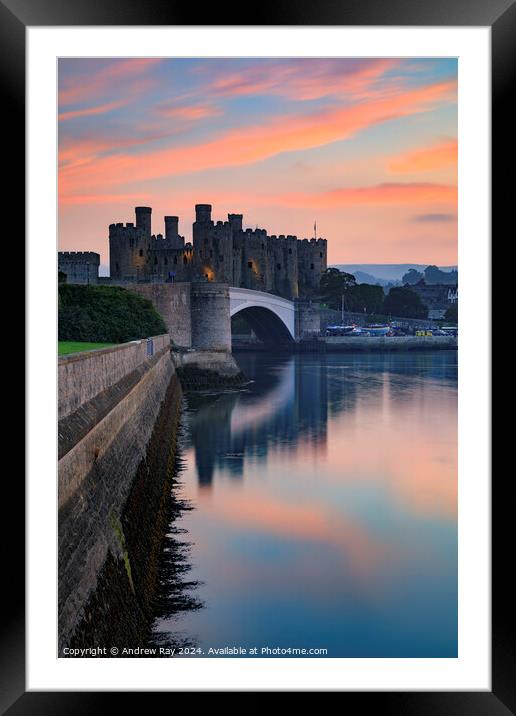 Conwy Castle at sunset Framed Mounted Print by Andrew Ray