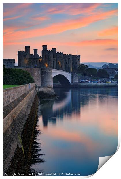 Conwy Castle at sunset Print by Andrew Ray