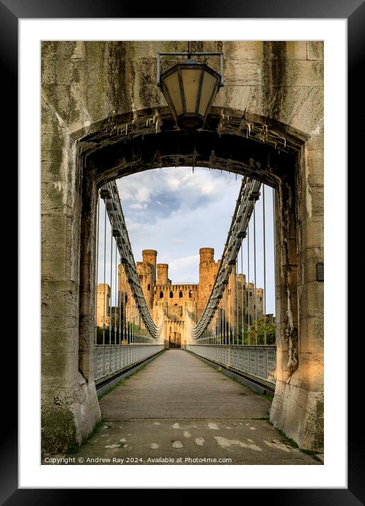 Conwy suspension bridge  Framed Mounted Print by Andrew Ray