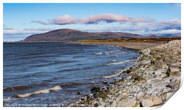 View of Black Combe Fell from Walney Island Print by Michael Birch