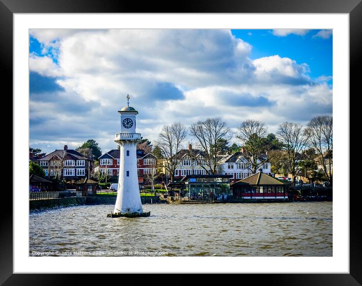 Clock Tower on the Lake Framed Mounted Print by Jane Metters