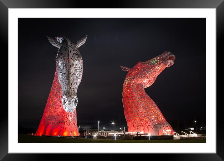 Crimson Kelpies Framed Mounted Print by Apollo Aerial Photography