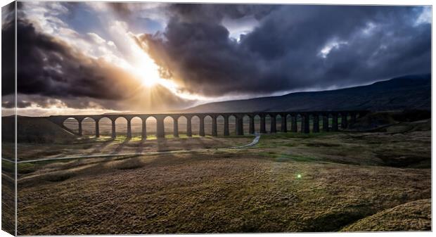 Shadows of Ribblehead Viaduct Canvas Print by Apollo Aerial Photography