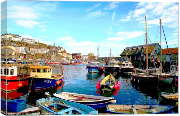 Mevagissey harbour in Autumn. Canvas Print by john hill