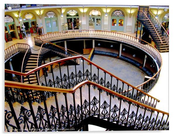  Stairs, Corn exchange, Leeds. Acrylic by john hill
