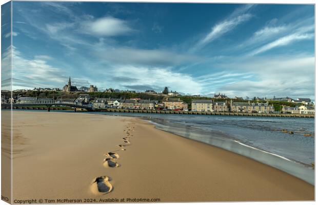 Footprints in the Sand, Lossiemouth Canvas Print by Tom McPherson