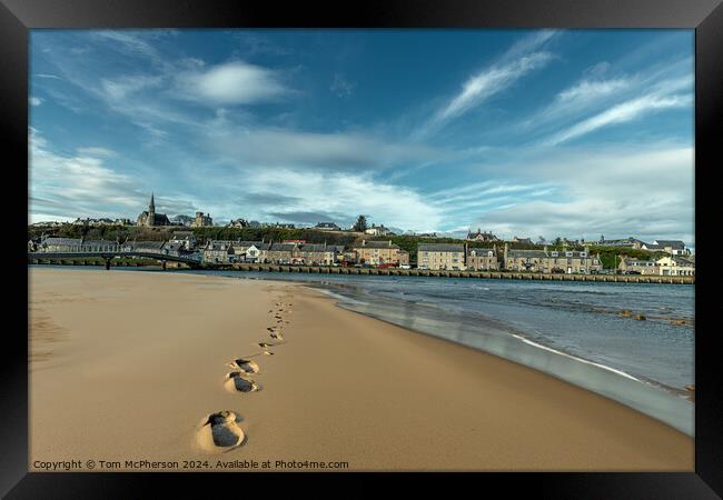 Footprints in the Sand, Lossiemouth Framed Print by Tom McPherson