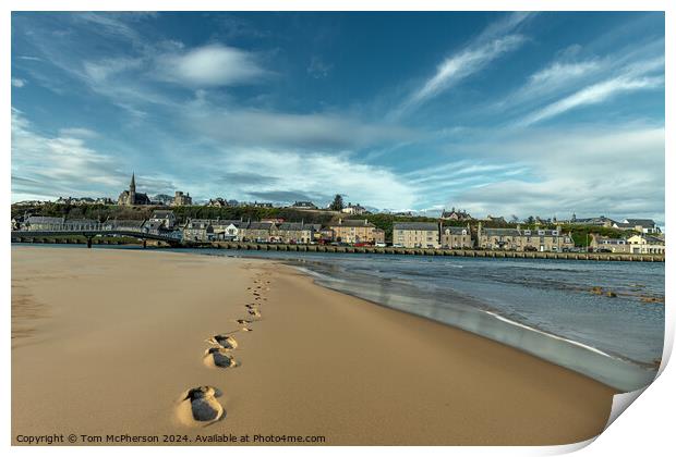 Footprints in the Sand, Lossiemouth Print by Tom McPherson